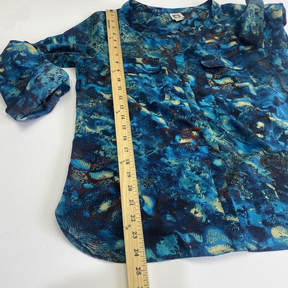Anne Klein‎ Women's Size M Multicolor 3/4 Sleeve Shirt snake animal print Top - Picture 7 of 16